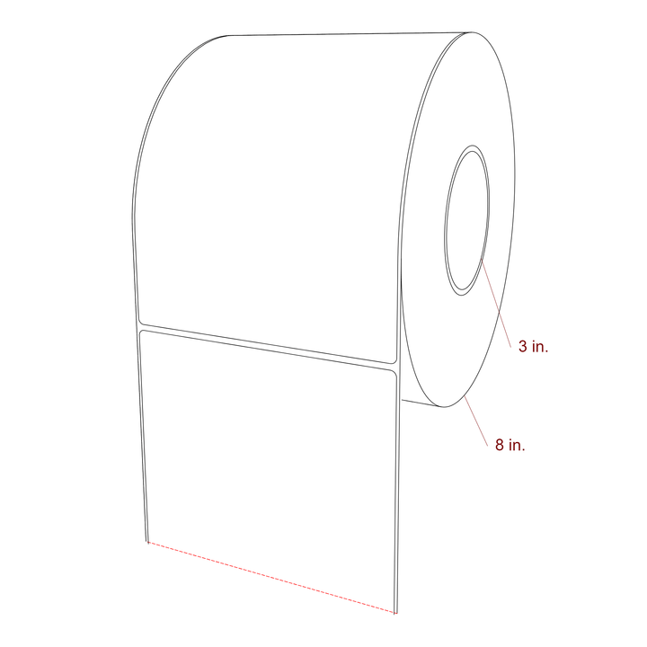 5.75 Inch x 8 Inch Rectangle Inkjet Label Roll - 3 Inch Core - 8 Inch Roll OD - 3D Perspective