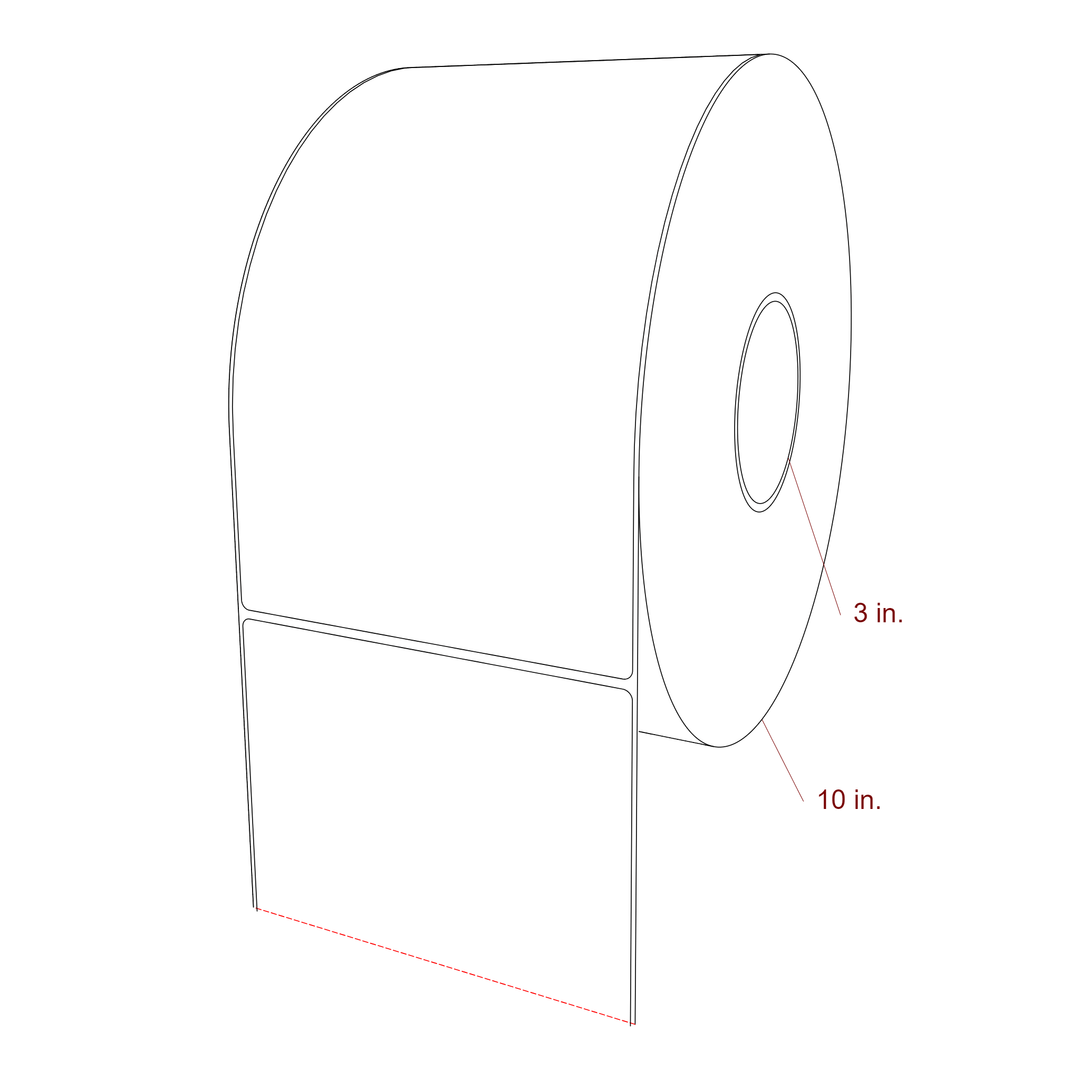 5.75 Inch x 9.75 Inch Rectangle Inkjet Label Roll - 3 Inch Core - 10 Inch Roll OD - 3D Perspective