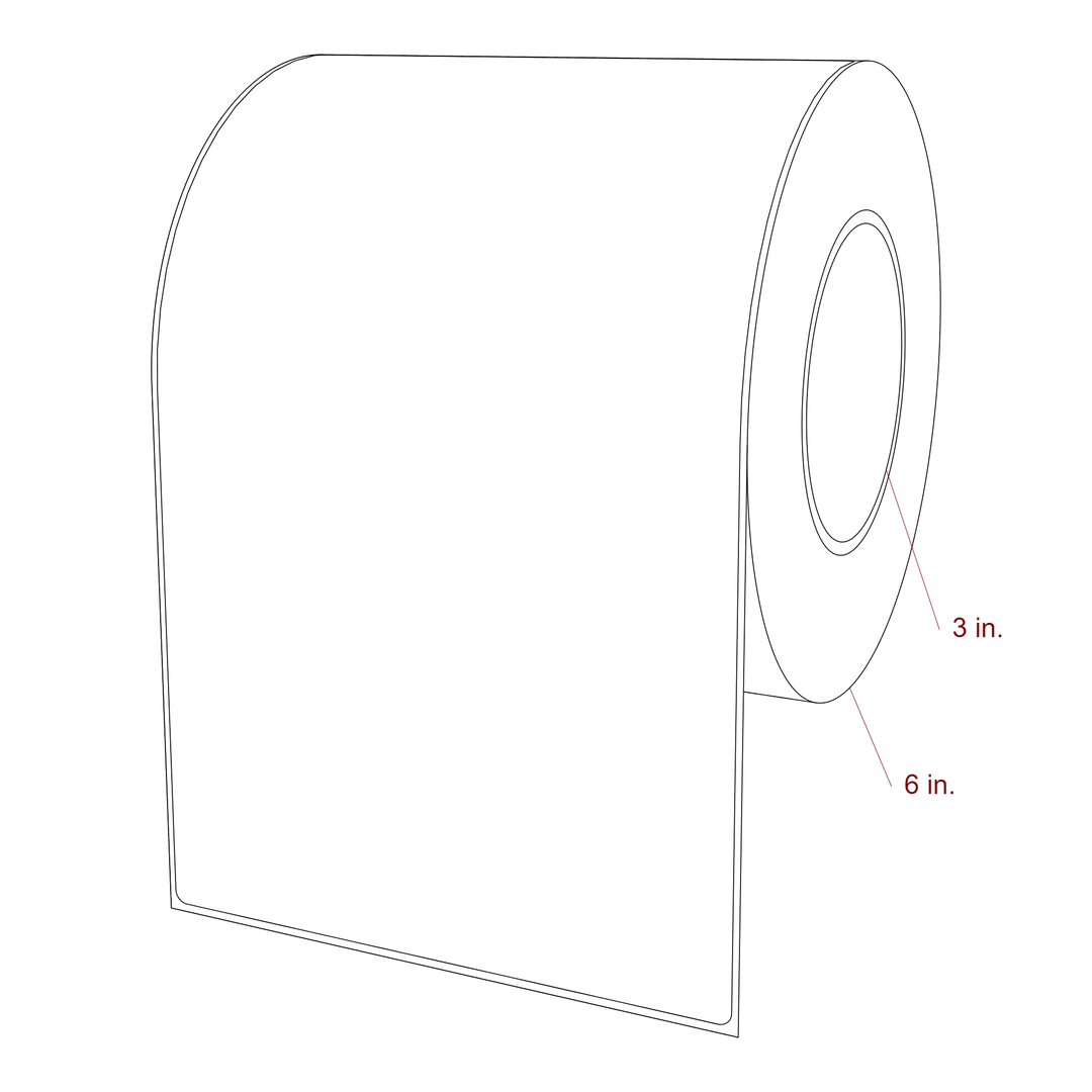 5.75 Inch x 9.75 Inch Rectangle Inkjet Label Roll - 3 Inch Core - 6 Inch Roll OD - 3D Perspective
