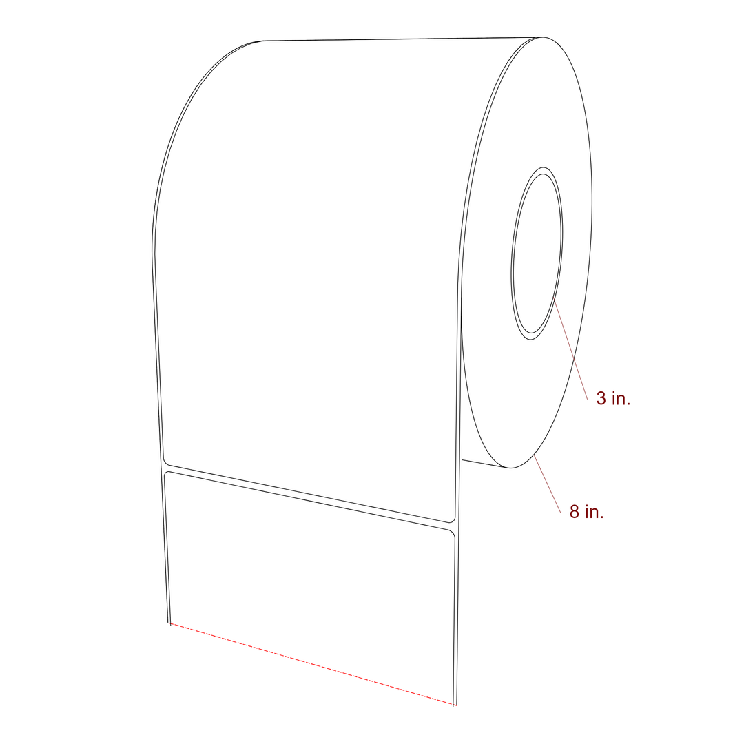 5.75 Inch x 9.75 Inch Rectangle Inkjet Label Roll - 3 Inch Core - 8 Inch Roll OD - 3D Perspective