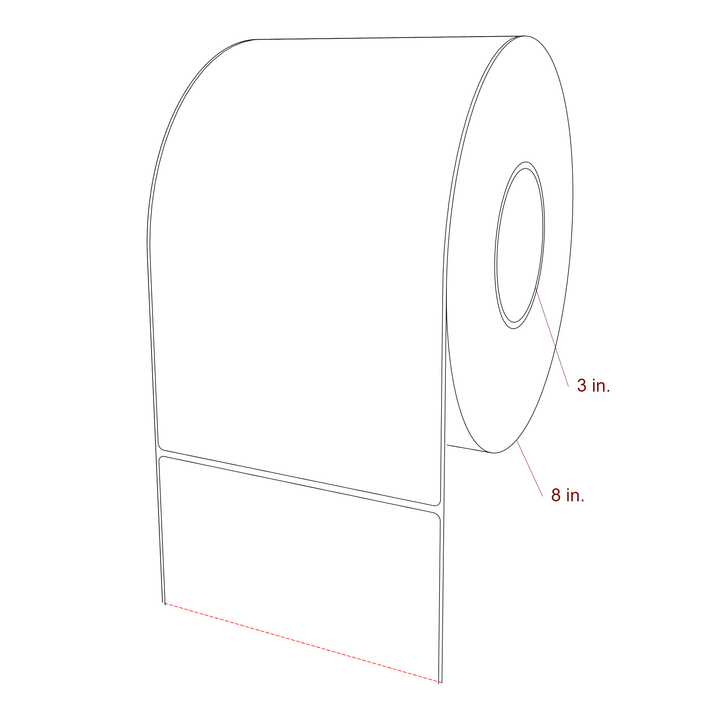 5.75 Inch x 9.75 Inch Rectangle Inkjet Label Roll - 3 Inch Core - 8 Inch Roll OD - 3D Perspective