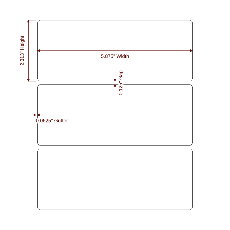 5.875" x 2.3125" Inkjet Label Rolls | Fits Epson ColorWorks, VIPColor & Primera - Label Diagram