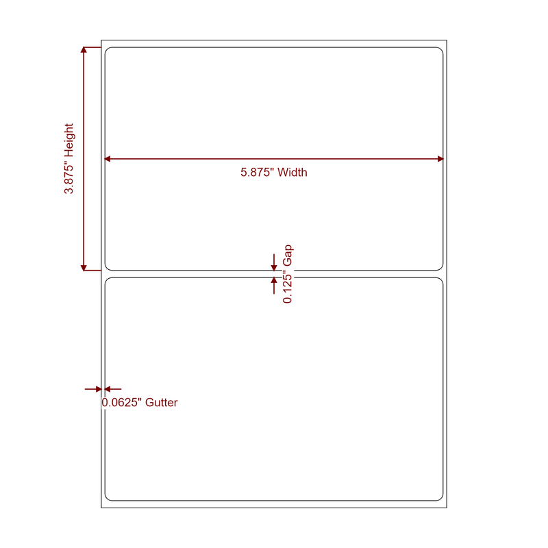 5.875" x 3.875" Inkjet Label Rolls | Fits Epson ColorWorks, VIPColor & Primera - Label Diagram