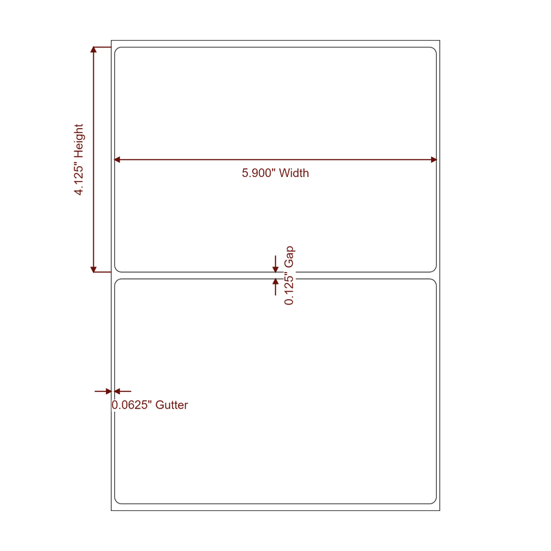 5.9" x 4.125" Inkjet Label Rolls | Fits Epson ColorWorks, VIPColor & Primera - Label Diagram