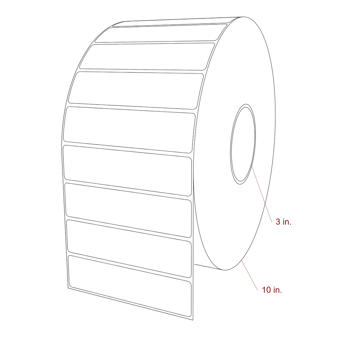 5 Inch x 1.25 Inch Rectangle Inkjet Label Roll - 3 Inch Core - 10 Inch Roll OD - 3D Perspective