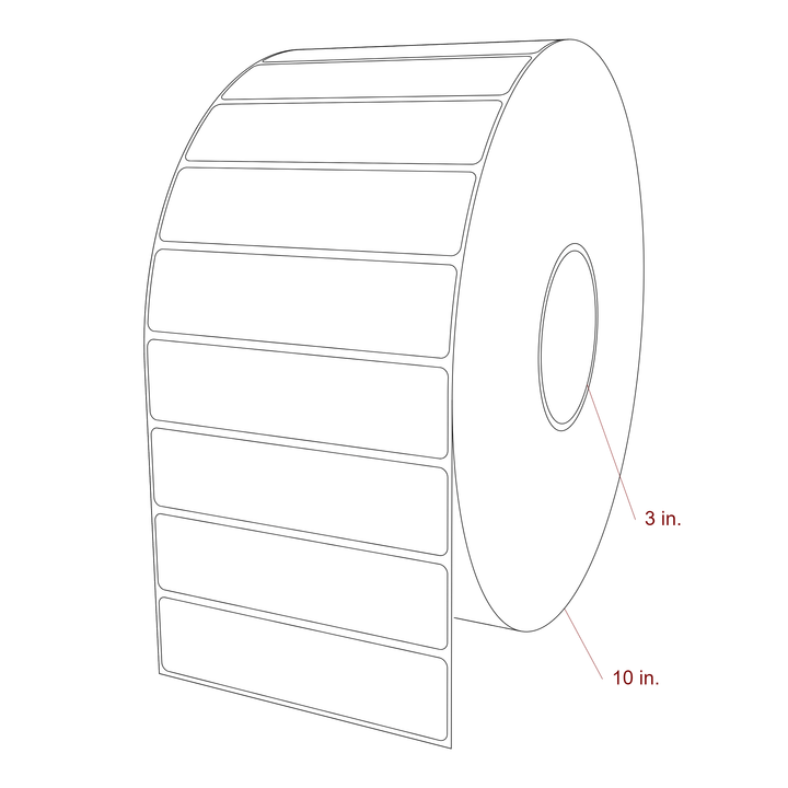 5 Inch x 1.25 Inch Rectangle Inkjet Label Roll - 3 Inch Core - 10 Inch Roll OD - 3D Perspective