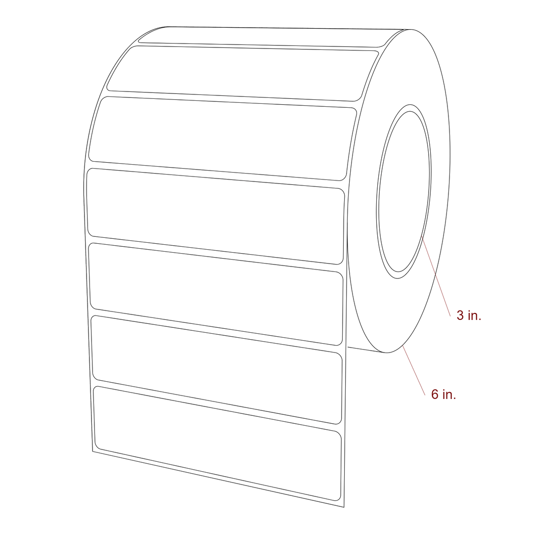 5 Inch x 1.25 Inch Rectangle Inkjet Label Roll - 3 Inch Core - 6 Inch Roll OD - 3D Perspective