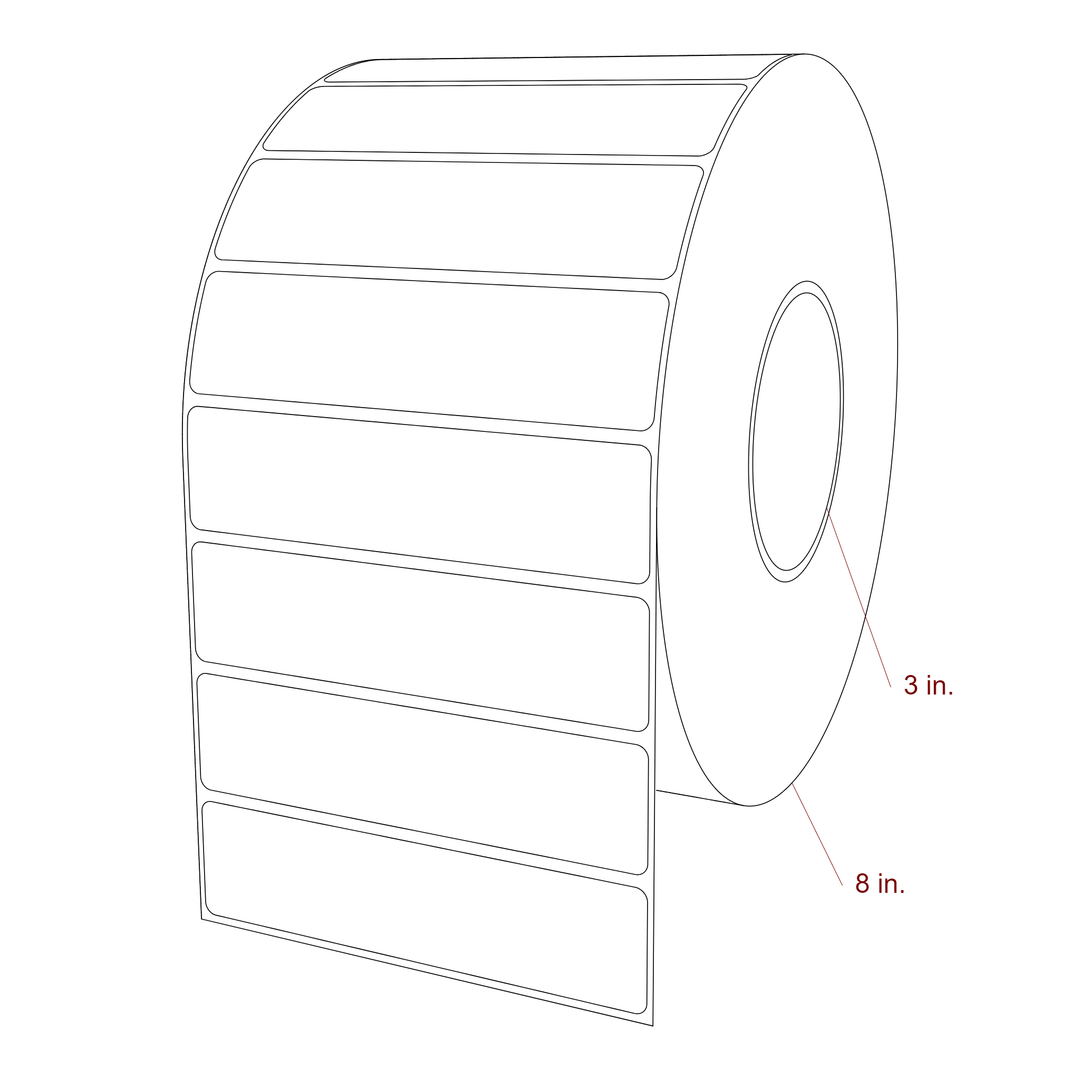 5 Inch x 1.25 Inch Rectangle Inkjet Label Roll - 3 Inch Core - 8 Inch Roll OD - 3D Perspective