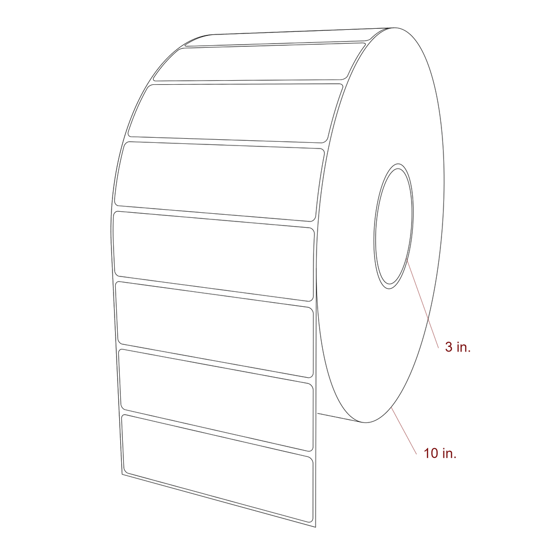 5 Inch x 1.5 Inch Rectangle Inkjet Label Roll - 3 Inch Core - 10 Inch Roll OD - 3D Perspective