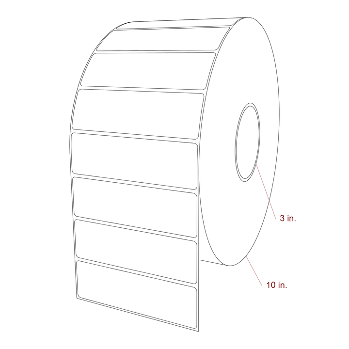 5 Inch x 1.5 Inch Rectangle Inkjet Label Roll - 3 Inch Core - 10 Inch Roll OD - 3D Perspective