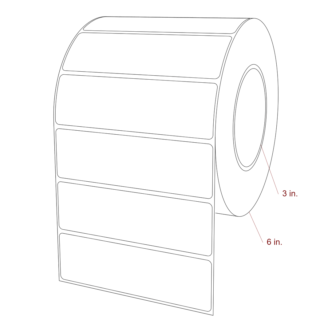 5 Inch x 1.5 Inch Rectangle Inkjet Label Roll - 3 Inch Core - 6 Inch Roll OD - 3D Perspective