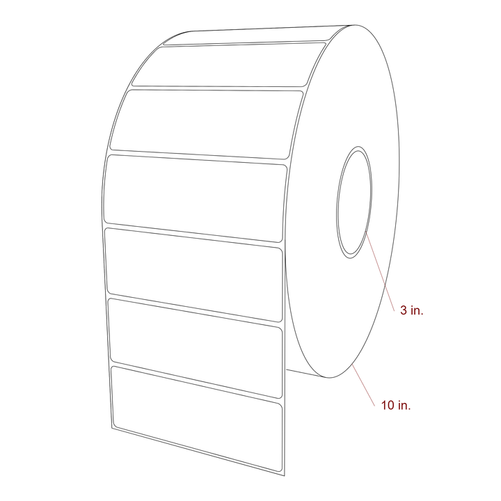 5 Inch x 1.75 Inch Rectangle Inkjet Label Roll - 3 Inch Core - 10 Inch Roll OD - 3D Perspective