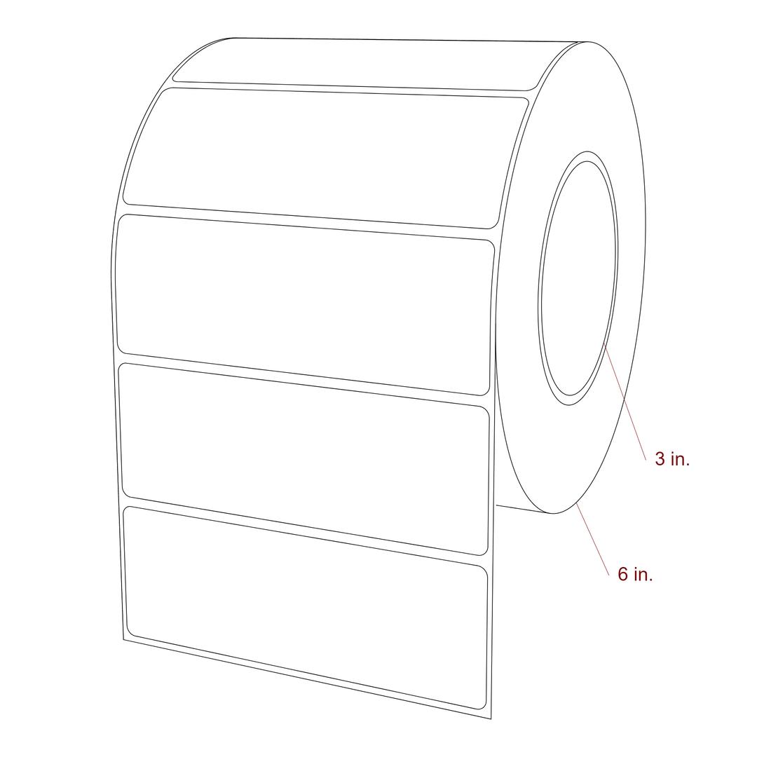 5 Inch x 1.75 Inch Rectangle Inkjet Label Roll - 3 Inch Core - 6 Inch Roll OD - 3D Perspective