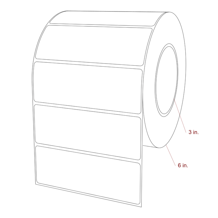 5 Inch x 1.75 Inch Rectangle Inkjet Label Roll - 3 Inch Core - 6 Inch Roll OD - 3D Perspective