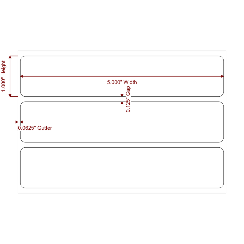 5" x 1" Inkjet Label Rolls | Fits Epson ColorWorks, VIPColor & Primera - Label Diagram