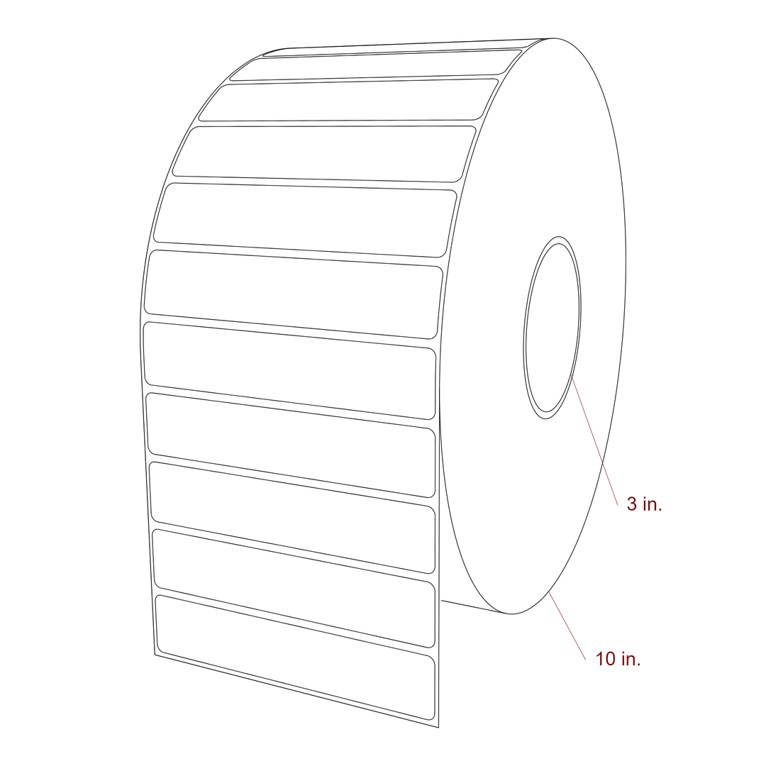 5 Inch x 1 Inch Rectangle Inkjet Label Roll - 3 Inch Core - 10 Inch Roll OD - 3D Perspective