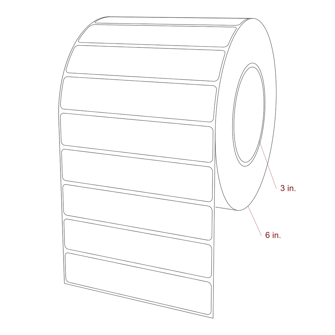 5 Inch x 1 Inch Rectangle Inkjet Label Roll - 3 Inch Core - 6 Inch Roll OD - 3D Perspective
