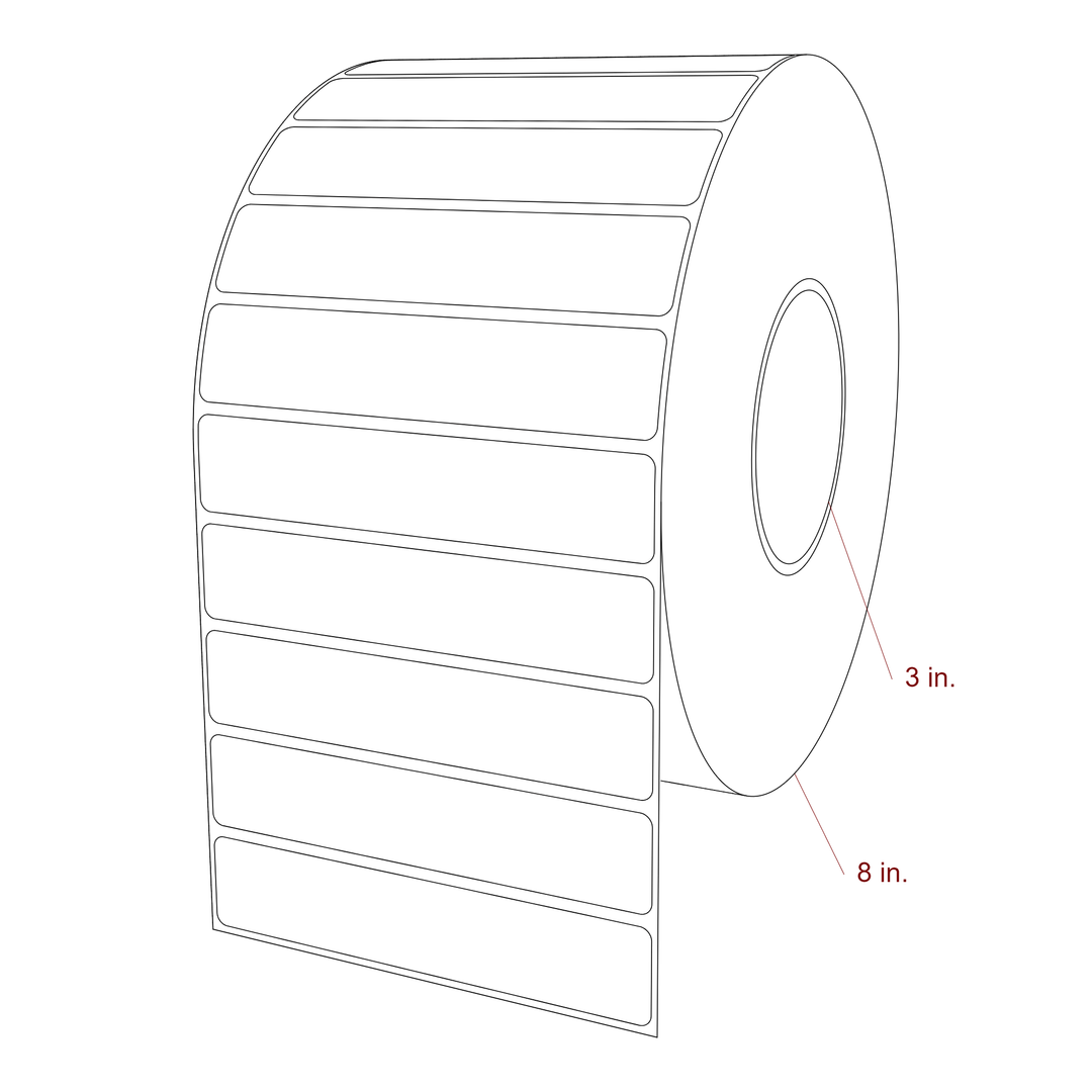 5 Inch x 1 Inch Rectangle Inkjet Label Roll - 3 Inch Core - 8 Inch Roll OD - 3D Perspective