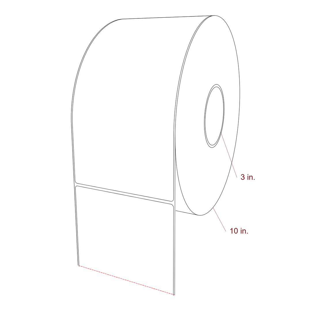 5 Inch x 10 Inch Rectangle Inkjet Label Roll - 3 Inch Core - 10 Inch Roll OD - 3D Perspective