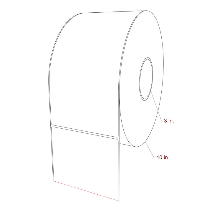5 Inch x 10 Inch Rectangle Inkjet Label Roll - 3 Inch Core - 10 Inch Roll OD - 3D Perspective