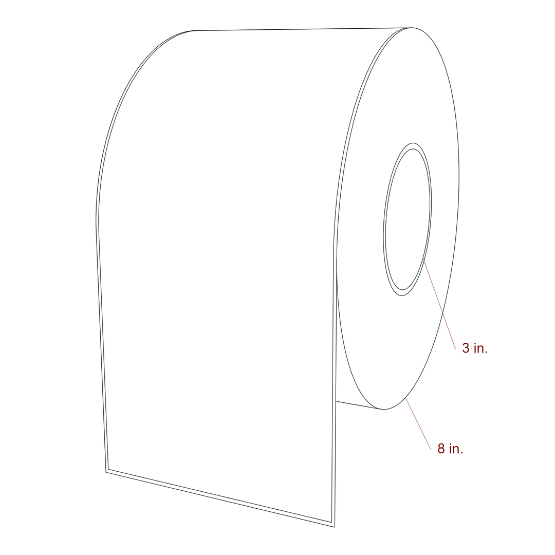 5 Inch x 11 Inch Rectangle Inkjet Label Roll - 3 Inch Core - 8 Inch Roll OD - 3D Perspective