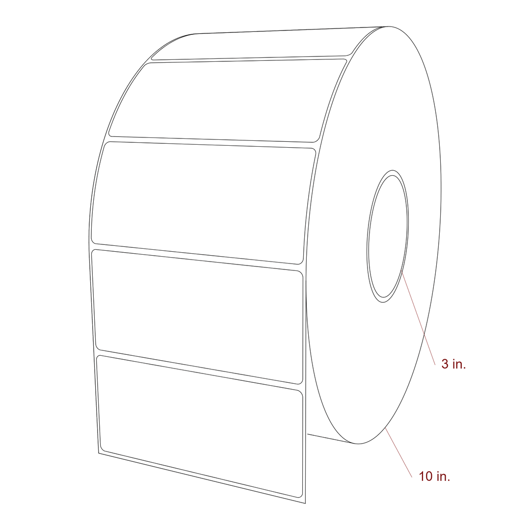 5 Inch x 2.25 Inch Rectangle Inkjet Label Roll - 3 Inch Core - 10 Inch Roll OD - 3D Perspective
