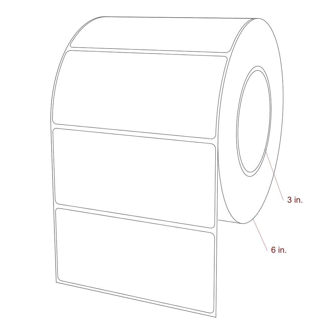 5 Inch x 2.25 Inch Rectangle Inkjet Label Roll - 3 Inch Core - 6 Inch Roll OD - 3D Perspective