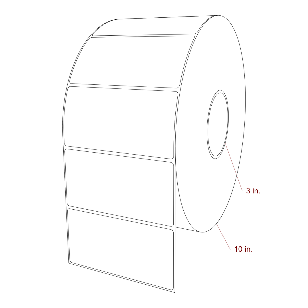 5 Inch x 2.5 Inch Rectangle Inkjet Label Roll - 3 Inch Core - 10 Inch Roll OD - 3D Perspective