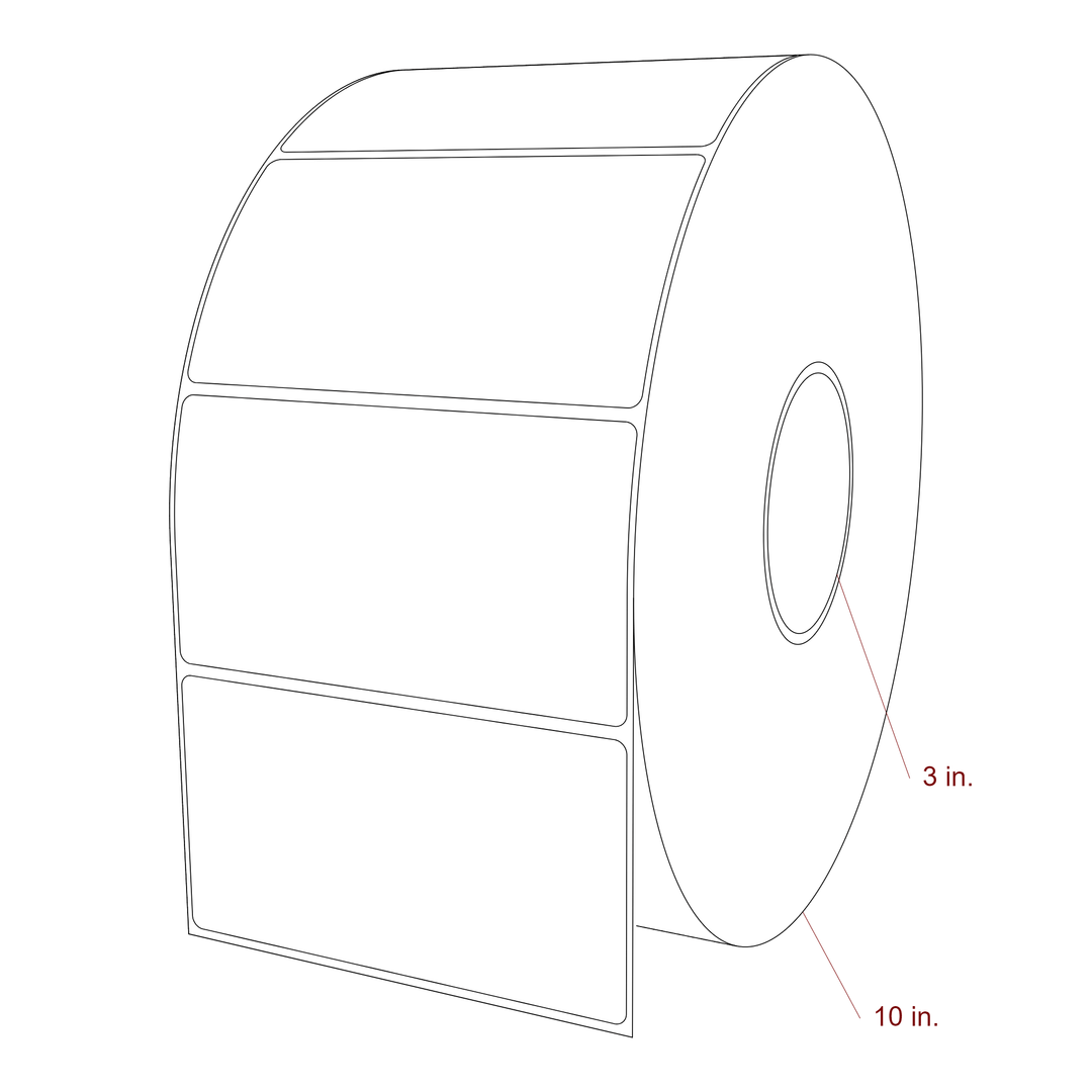5 Inch x 2.75 Inch Rectangle Inkjet Label Roll - 3 Inch Core - 10 Inch Roll OD - 3D Perspective