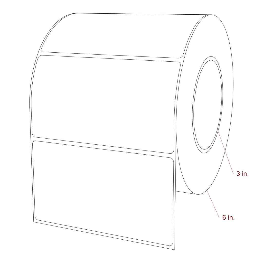 5 Inch x 2.75 Inch Rectangle Inkjet Label Roll - 3 Inch Core - 6 Inch Roll OD - 3D Perspective