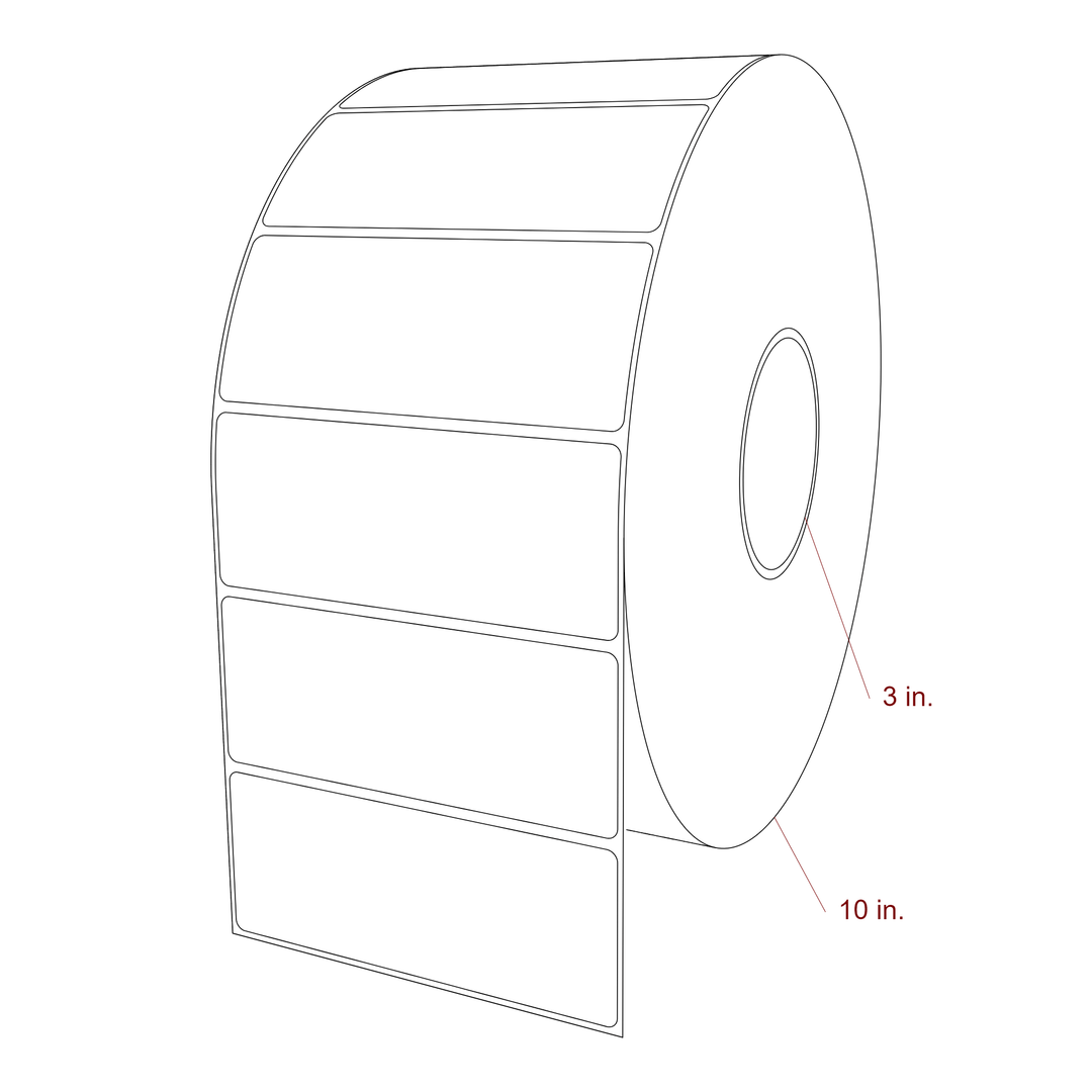 5 Inch x 2 Inch Rectangle Inkjet Label Roll - 3 Inch Core - 10 Inch Roll OD - 3D Perspective