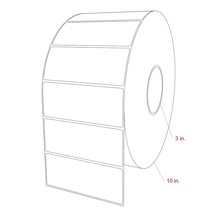 5 Inch x 2 Inch Rectangle Inkjet Label Roll - 3 Inch Core - 10 Inch Roll OD - 3D Perspective