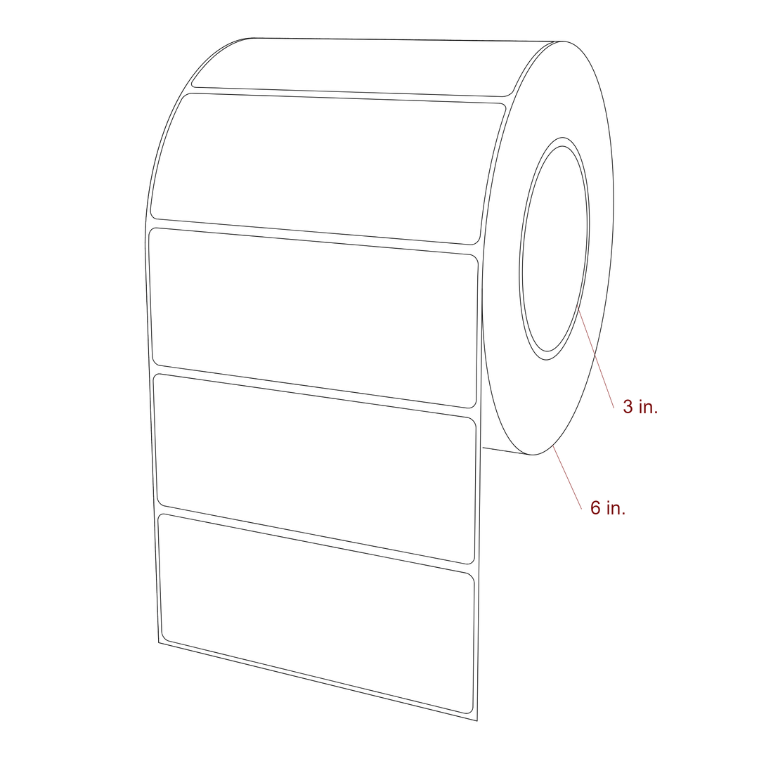 5 Inch x 2 Inch Rectangle Inkjet Label Roll - 3 Inch Core - 6 Inch Roll OD - 3D Perspective