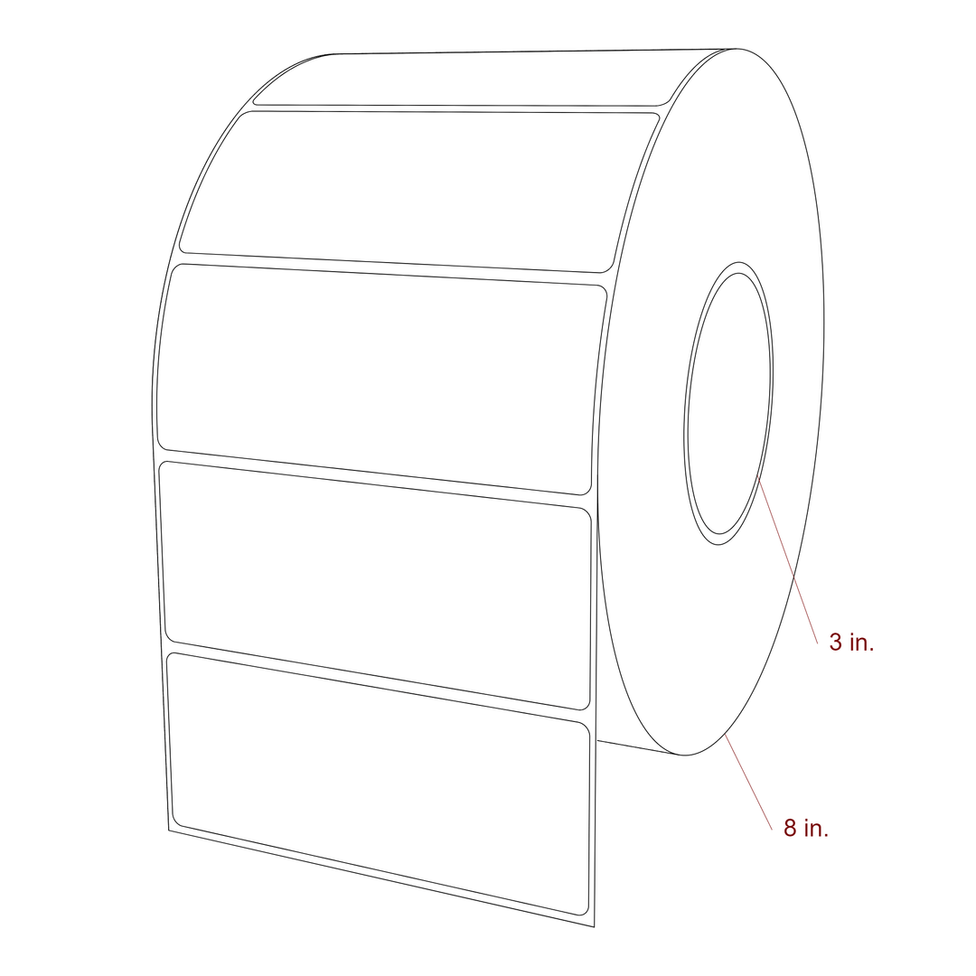 5 Inch x 2 Inch Rectangle Inkjet Label Roll - 3 Inch Core - 8 Inch Roll OD - 3D Perspective