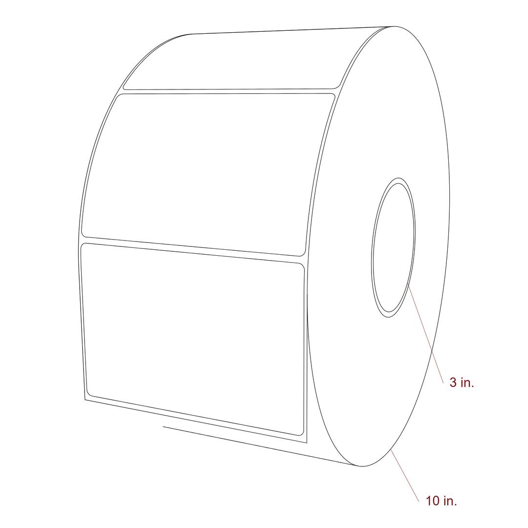 5 Inch x 3.25 Inch Rectangle Inkjet Label Roll - 3 Inch Core - 10 Inch Roll OD - 3D Perspective