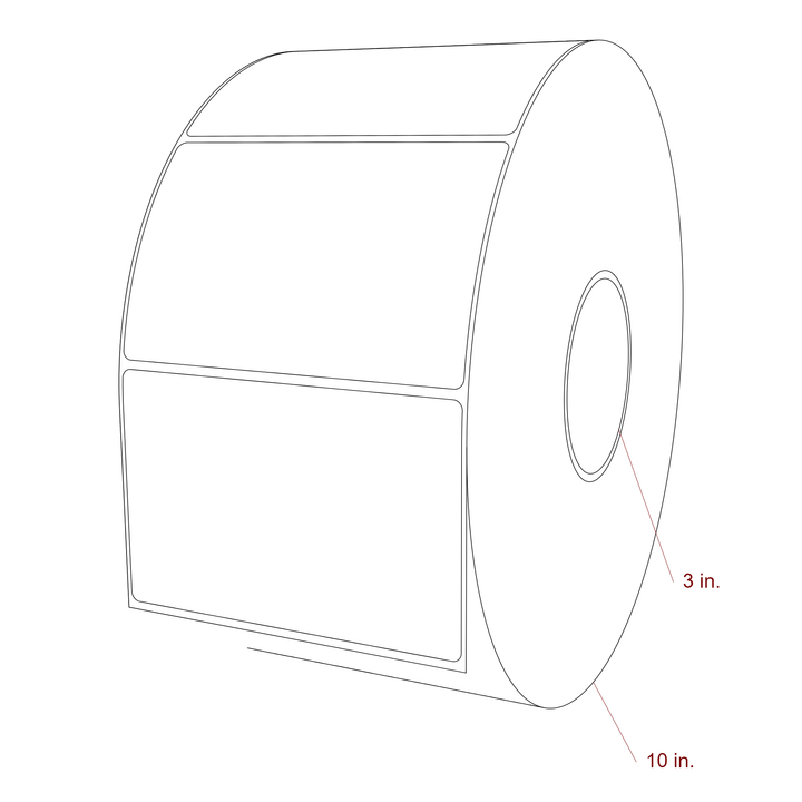 5 Inch x 3.25 Inch Rectangle Inkjet Label Roll - 3 Inch Core - 10 Inch Roll OD - 3D Perspective