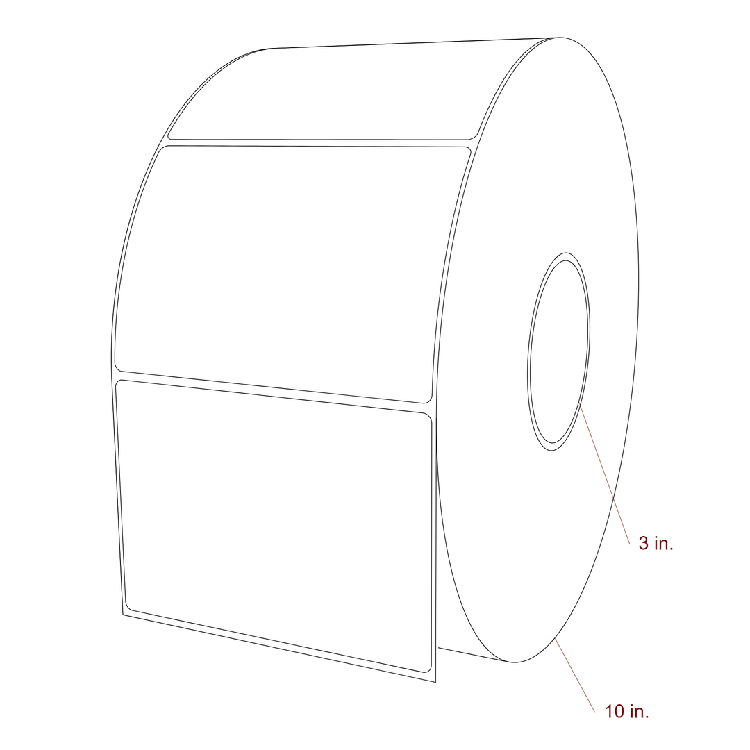 5 Inch x 3.5 Inch Rectangle Inkjet Label Roll - 3 Inch Core - 10 Inch Roll OD - 3D Perspective