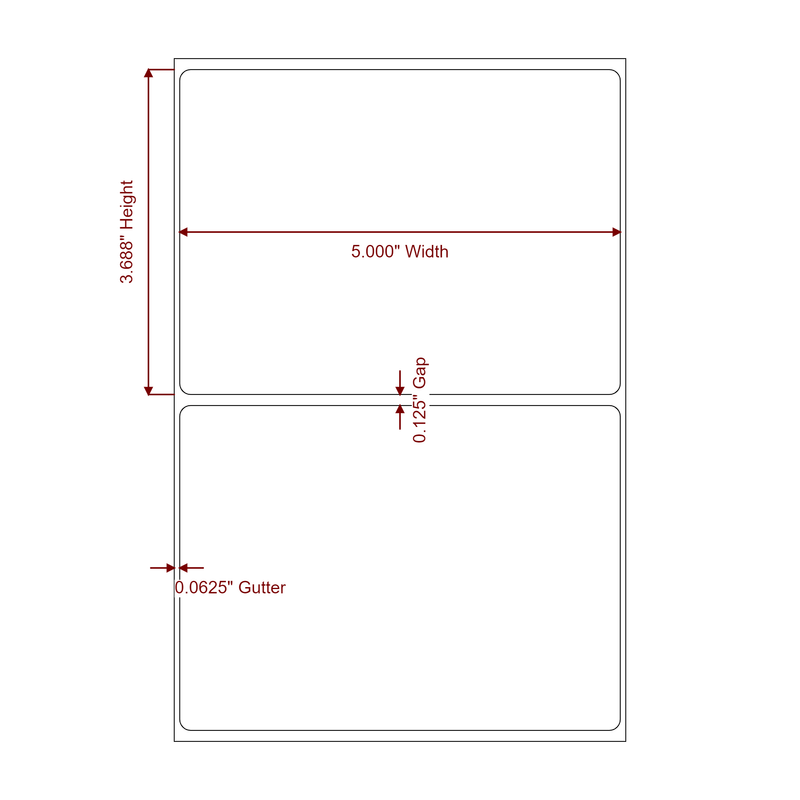 5" x 3.6875" Inkjet Label Rolls | Fits Epson ColorWorks, VIPColor & Primera - Label Diagram