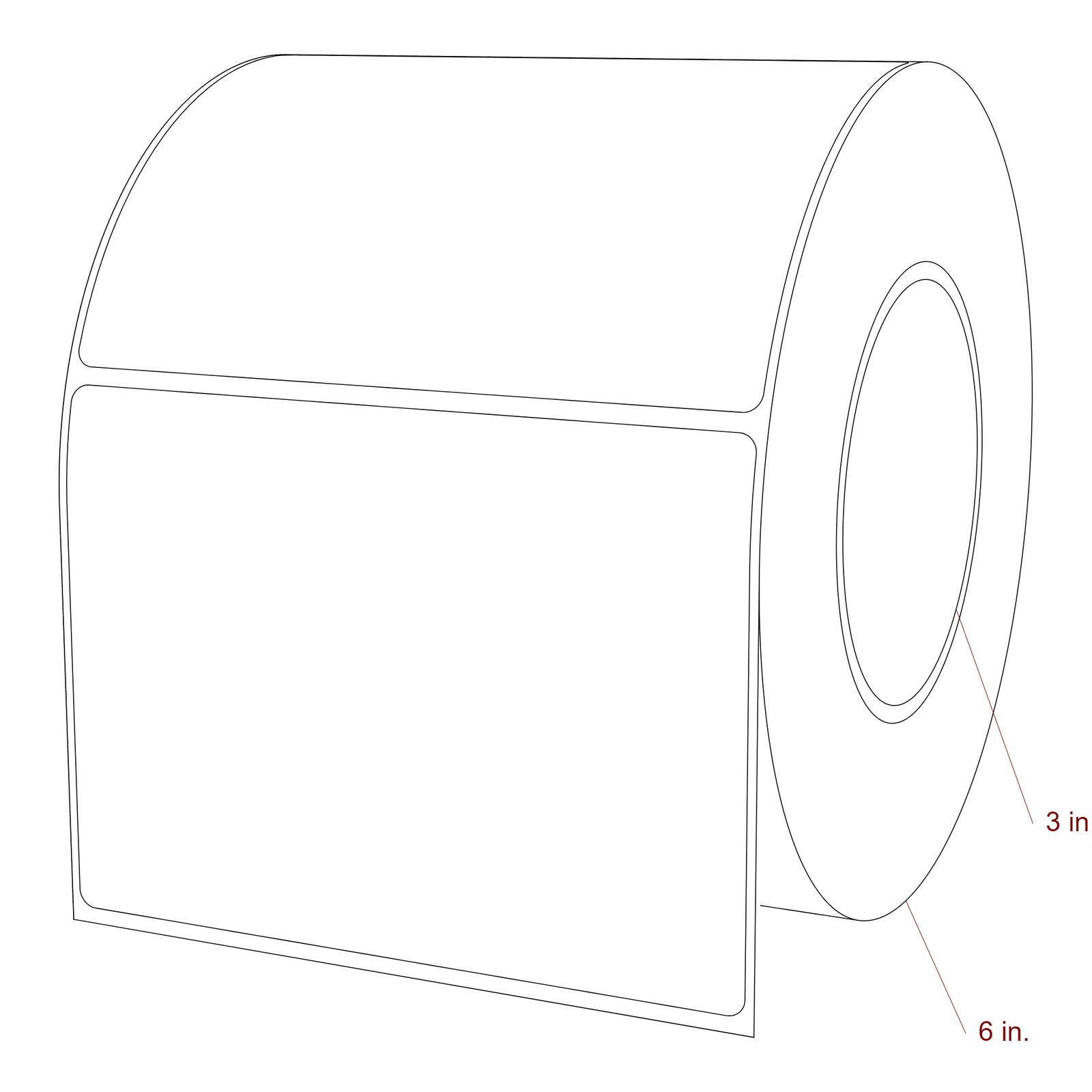 5" x 3.6875" Rectangle Roll for Epson ColorWorks, VIPColor & Primera Printers; 5" x 3.6875" Rectangle Label Diagram