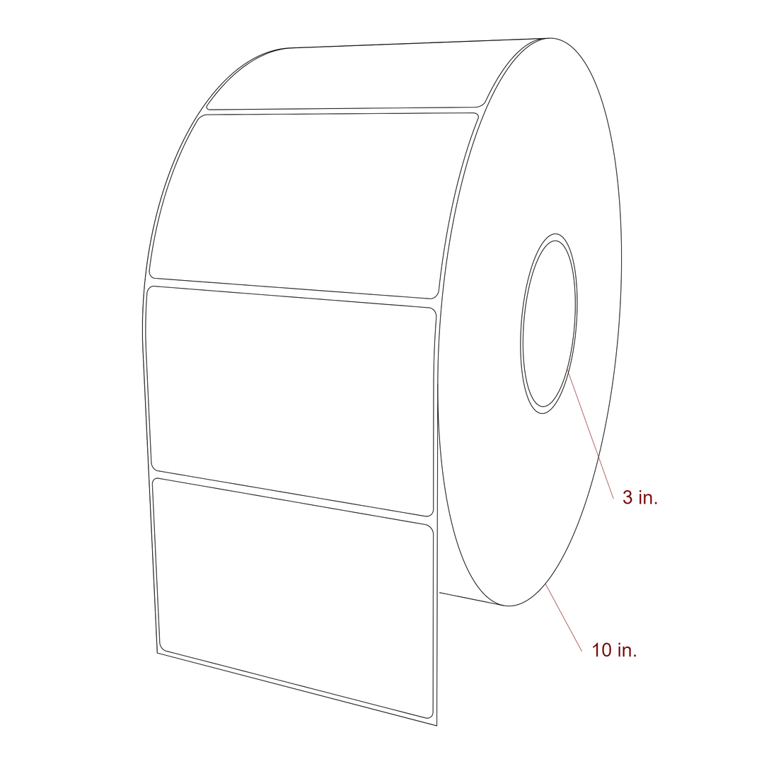 5 Inch x 3 Inch Rectangle Inkjet Label Roll - 3 Inch Core - 10 Inch Roll OD - 3D Perspective