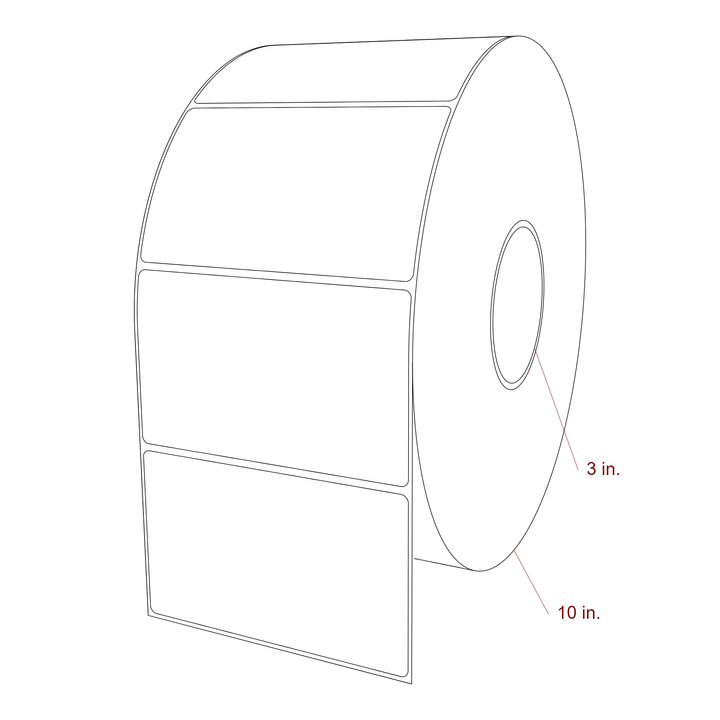 5 Inch x 3 Inch Rectangle Inkjet Label Roll - 3 Inch Core - 10 Inch Roll OD - 3D Perspective