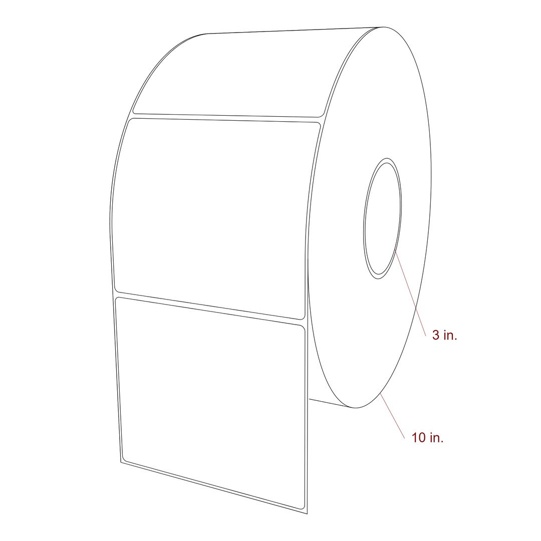 5 Inch x 4.25 Inch Rectangle Inkjet Label Roll - 3 Inch Core - 10 Inch Roll OD - 3D Perspective