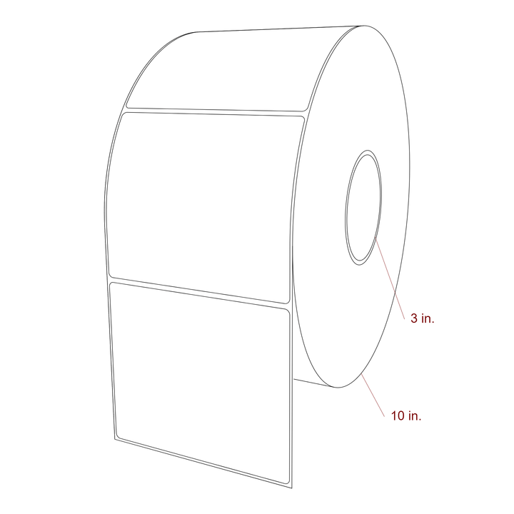 5 Inch x 4.25 Inch Rectangle Inkjet Label Roll - 3 Inch Core - 10 Inch Roll OD - 3D Perspective