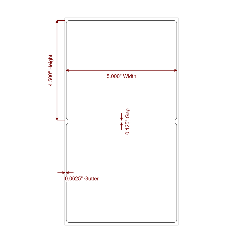 5" x 4.5" Inkjet Label Rolls | Fits Epson ColorWorks, VIPColor & Primera - Label Diagram