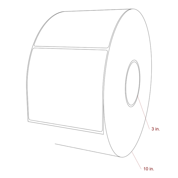 5 Inch x 4.5 Inch Rectangle Inkjet Label Roll - 3 Inch Core - 10 Inch Roll OD - 3D Perspective