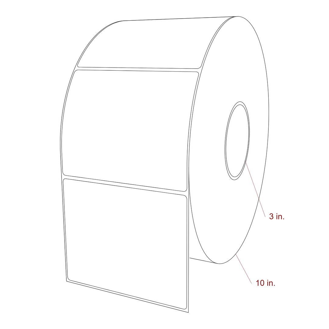5 Inch x 4 Inch Rectangle Inkjet Label Roll - 3 Inch Core - 10 Inch Roll OD - 3D Perspective