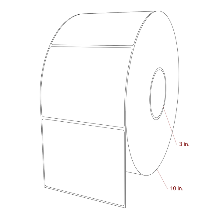5 Inch x 4 Inch Rectangle Inkjet Label Roll - 3 Inch Core - 10 Inch Roll OD - 3D Perspective