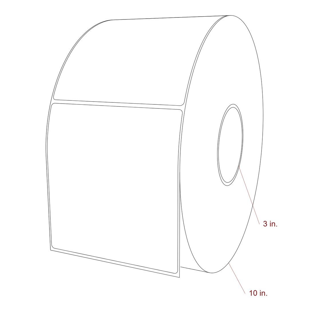 5 Inch x 5.25 Inch Rectangle Inkjet Label Roll - 3 Inch Core - 10 Inch Roll OD - 3D Perspective