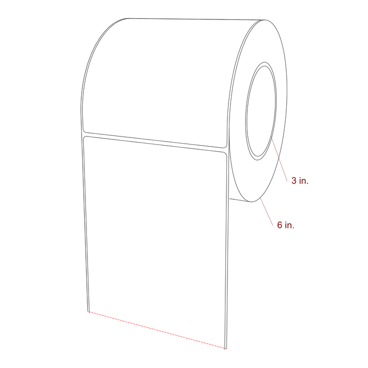 5 Inch x 5.25 Inch Rectangle Inkjet Label Roll - 3 Inch Core - 6 Inch Roll OD - 3D Perspective