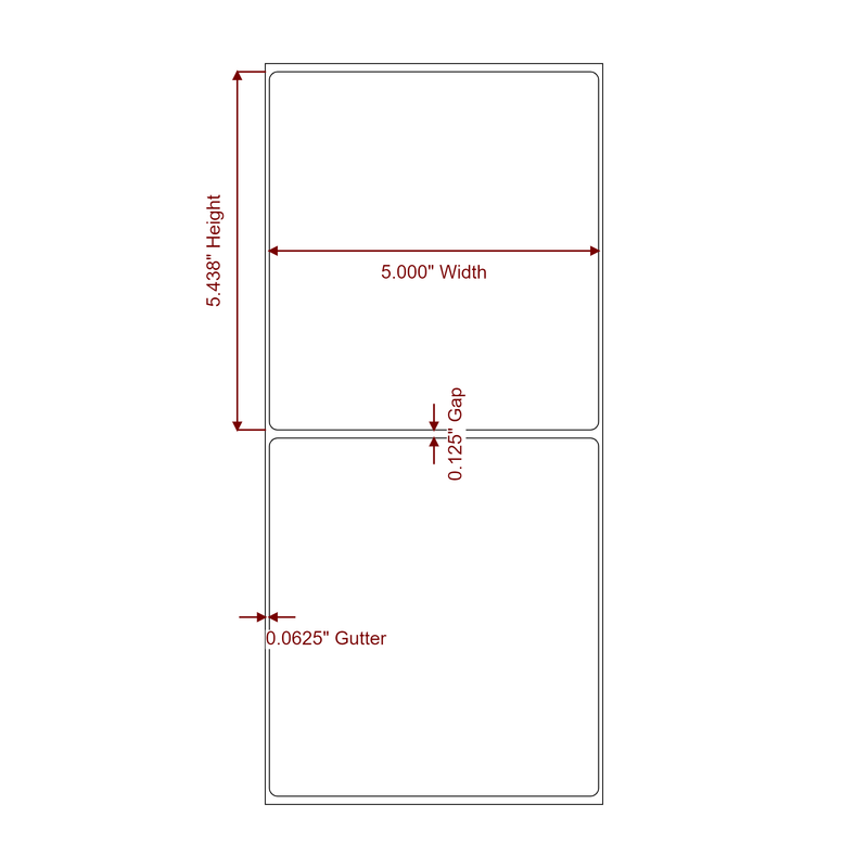 5" x 5.4375" Inkjet Label Rolls | Fits Epson ColorWorks, VIPColor & Primera - Label Diagram